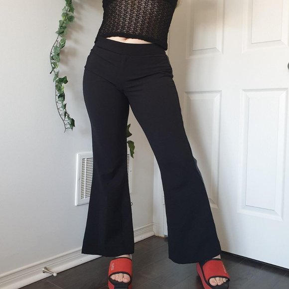 Y2K BLACK LOW RISE PANTS - Picture 1 of 4